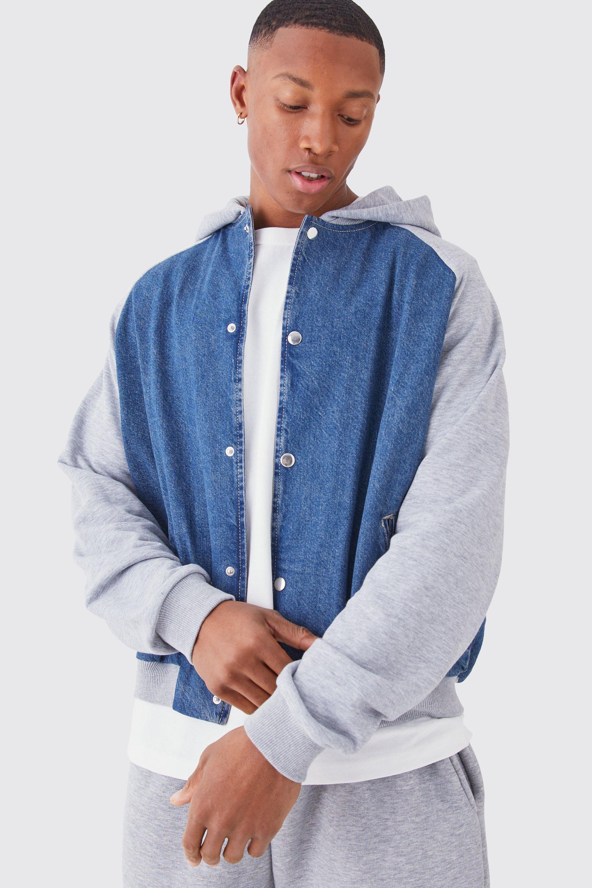 Men's denim varsity on sale jacket